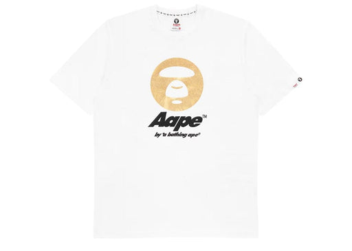 A Bathing Ape AAPE Foil Glitter Moon Face Tee White