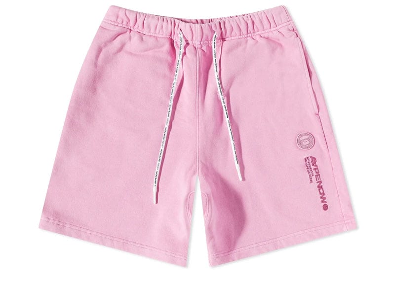 A Bathing Ape AAPE Silicone Badge Garment Dye Sweat Shorts Begonia Pink