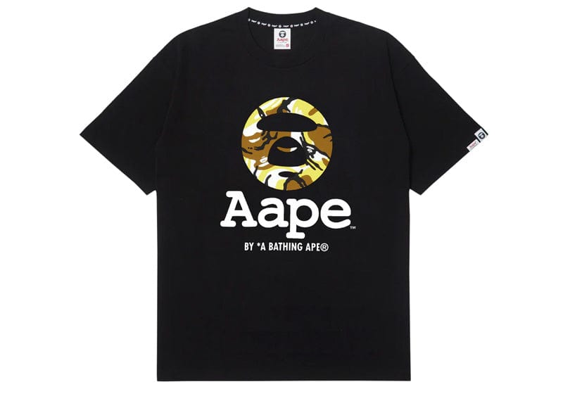 AAPE Moonface Camo Print Cotton Jersey Tshirt Black