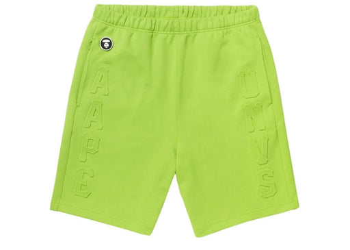 AAPE Moonface Logo Embossed Sweatshort Lime Green