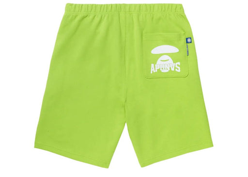 AAPE Moonface Logo Embossed Sweatshort Lime Green