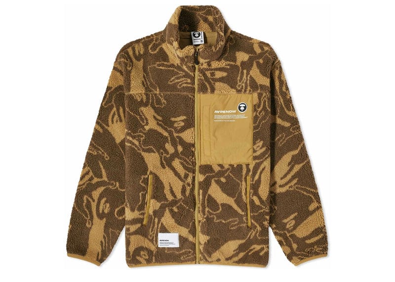 AAPE Now Camo Fleece Zip Up Jacket - Yellow