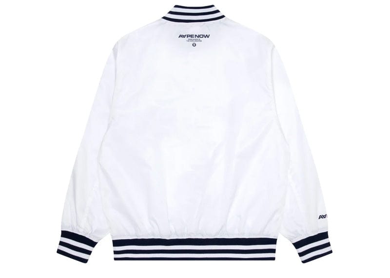 Aape White Brand Patch Relaxed Fit Shell Varsity Jacket