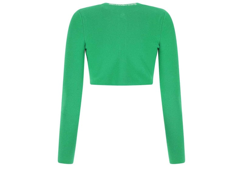 Alexander Wang Jacquard Logo Cardigan In Stretch Knit "Green"