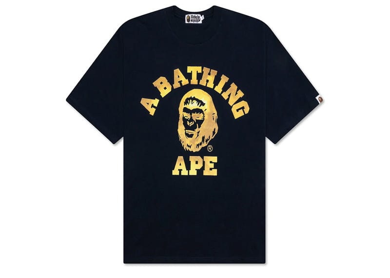 A Bathing Ape Bape College Graphic Tee - Navy