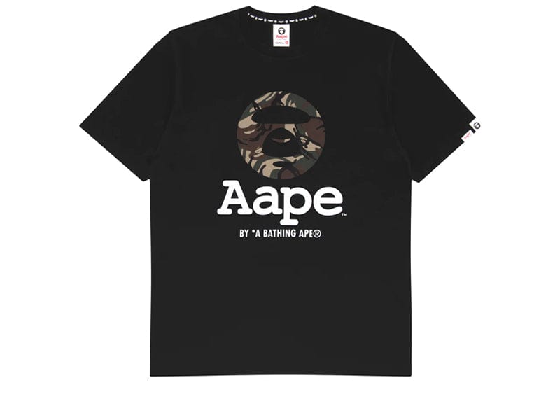 AAPE By A Bathing Ape Camo Pattern Moonface Motif T-Shirt Black