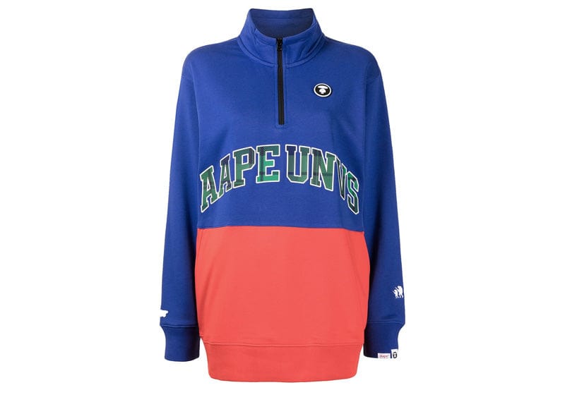 AAPE By A Bathing Ape Slogan-Print Zip-Up Sweatshirt Blue Red