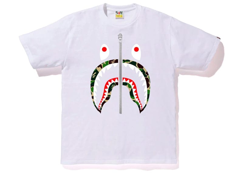 BAPE ABC Camo Shark Silver Zip Tee White/Green