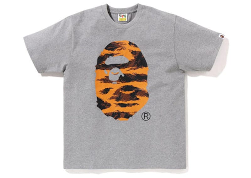 BAPE Tiger Camo Ape Head Tee Grey