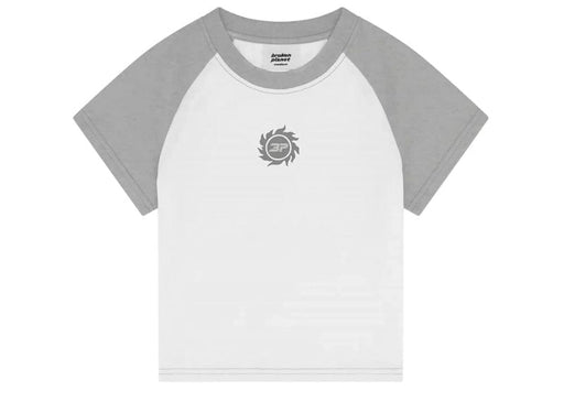 Broken Planet Sun Logo Baby Tee Snow White/Heather Grey