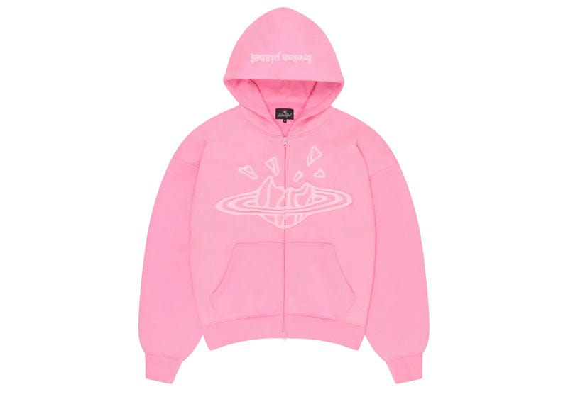 Broken Planet Zip Up Hoodie Candy Pink