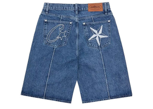 Corteiz C-Star Denim Shorts Faded Blue