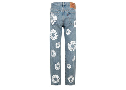 Denim Tears x Levi's Cotton Wreath Print Straight Leg Jeans - Light Wash