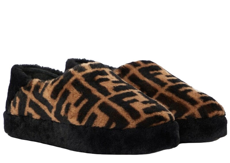 Fendi Shearling Slipper 'FF Logo - Brown'