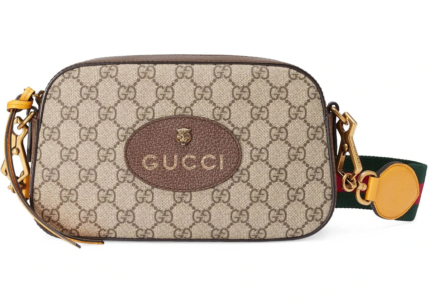 Gucci Messenger GG Supreme Green/Red Web Strap Brown/Yellow