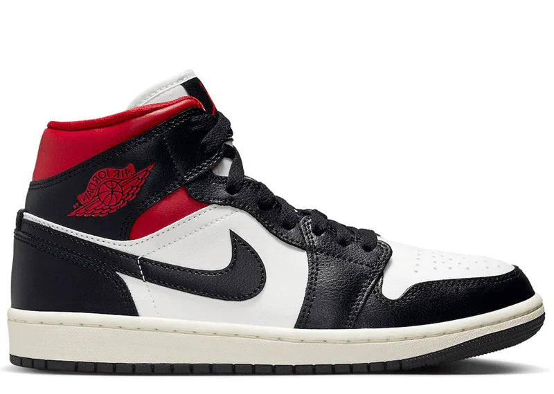 Air Jordan 1 Mid 'Black Sail Gym Red' (W)