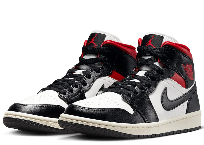 Air Jordan 1 Mid 'Black Sail Gym Red' (W)