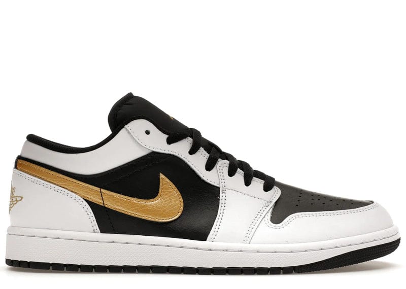 Jordan 1 Low White Black Metallic Gold Swoosh