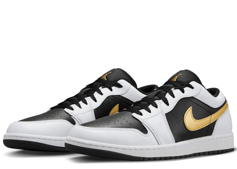 Jordan 1 Low White Black Metallic Gold Swoosh