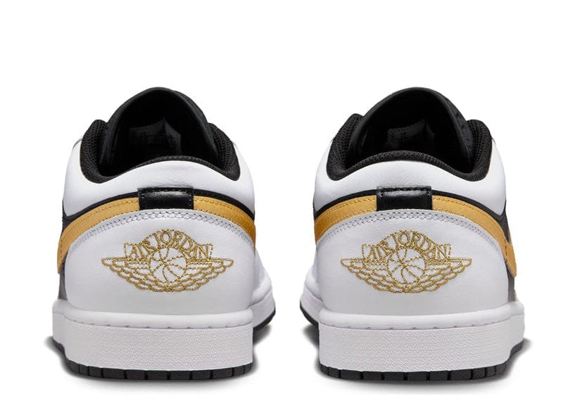 Jordan 1 Low White Black Metallic Gold Swoosh