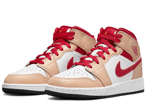 Jordan 1 Mid Light Curry Cardinal