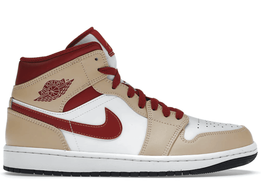 Jordan 1 Mid Light Curry Cardinal