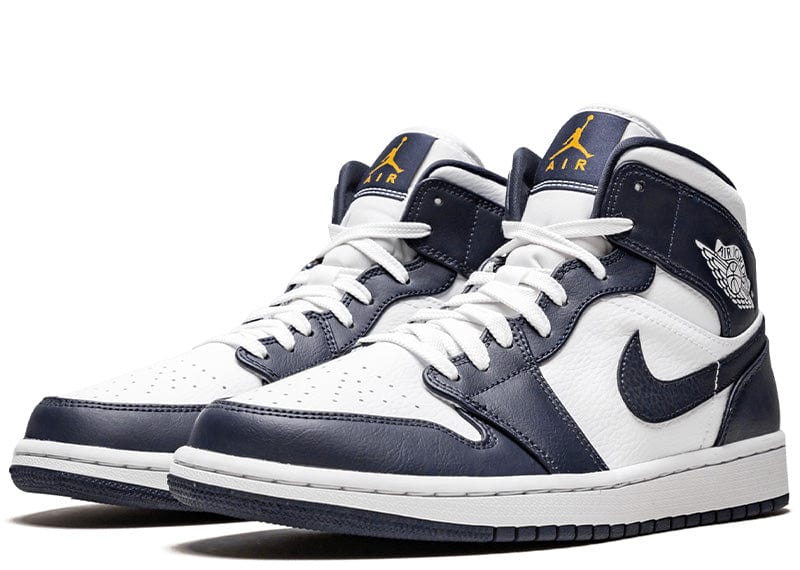 Jordan 1 Mid White Metallic Gold Obsidian