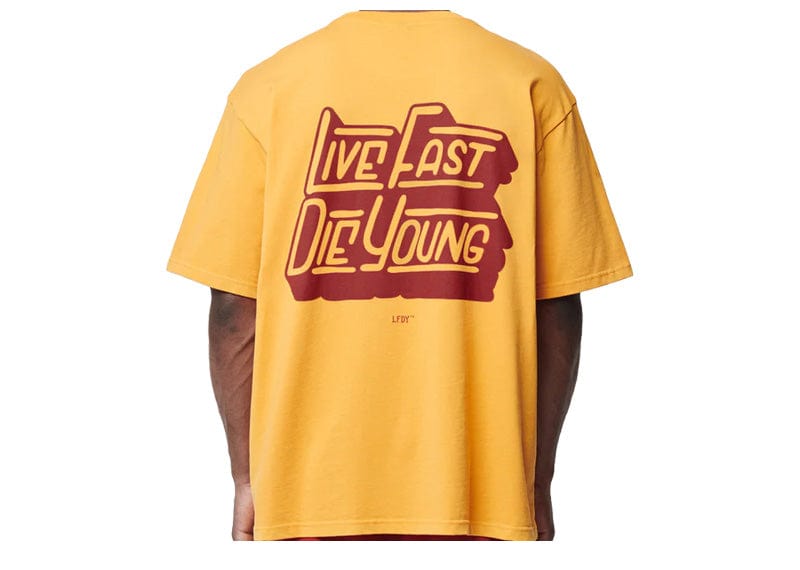 Live Fast Die Young Tube Pocket Tee Yellow