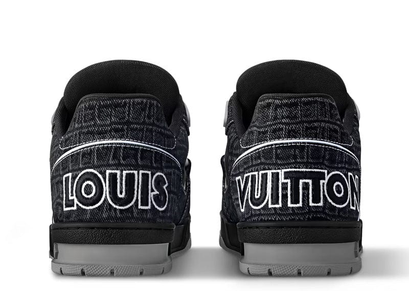 Louis Vuitton Trainer Black Croc Embossed Denim