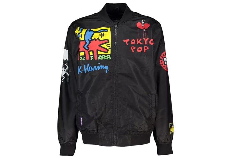 Members Only Keith Haring Print Bomber Jacket "Black"