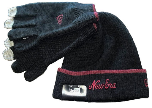 New Era Bonnet et Gants Rouge E-Touch New Era Black & Maroon Lining