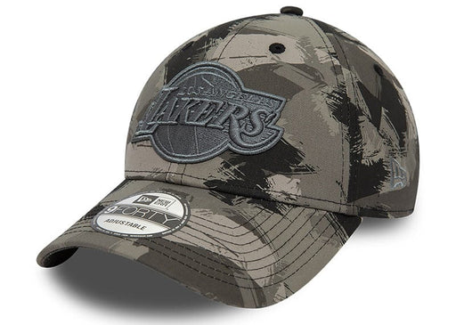 New Era LA Lakers Painted All Over Print Camo 9FORTY Adjustable Cap Grey