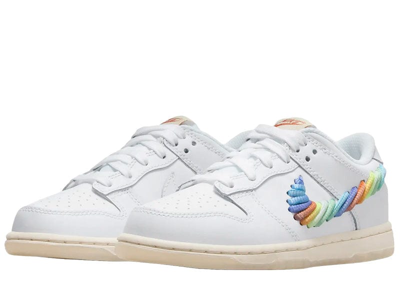 Nike Dunk Low SE Rainbow Lace Swoosh White (PS)