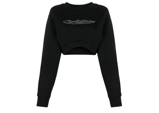 Off-White Bling Baseball Sup Crop Crewneck Sweatshirt Black/White