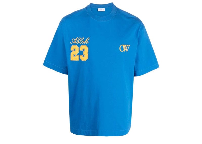 Off-White Logo-Print Cotton Blue/Yellow T-shirt