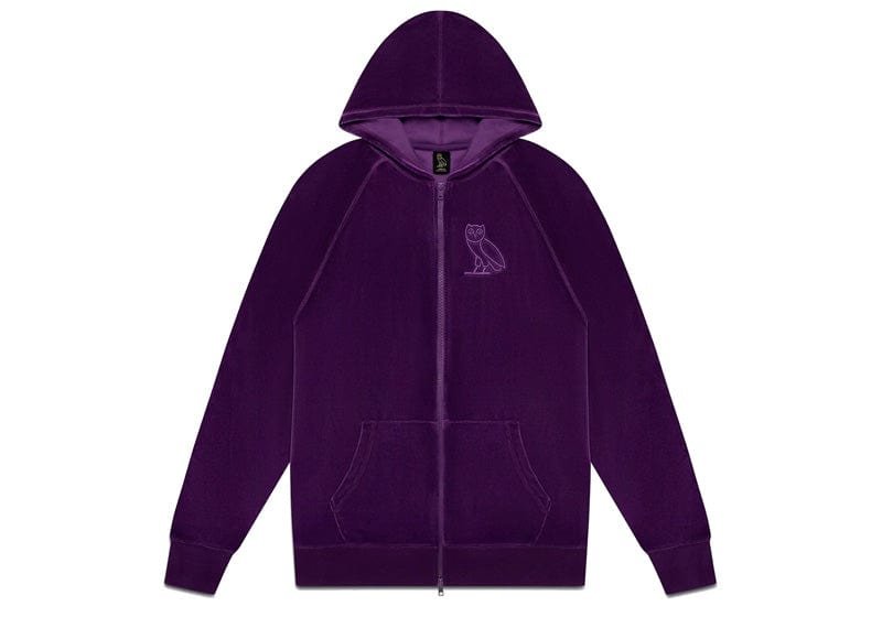 OVO Velour Zip Hoodie Purple