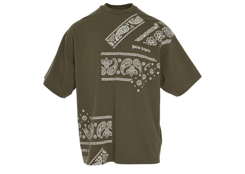 Palm Angels Bandana Print Tee 'Military/Light Grey'