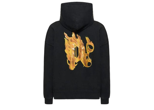 Palm Angels Burning Monogram Hoodie Black