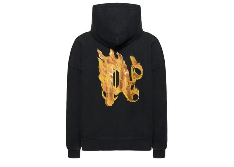 Palm Angels Burning Monogram Hoodie Black