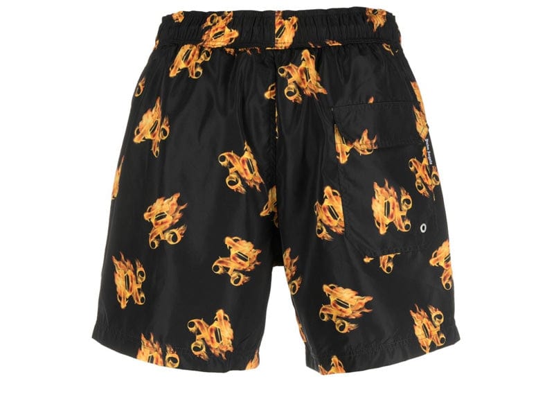 Palm Angels Burning Monogram Swim Shorts Black/Gold