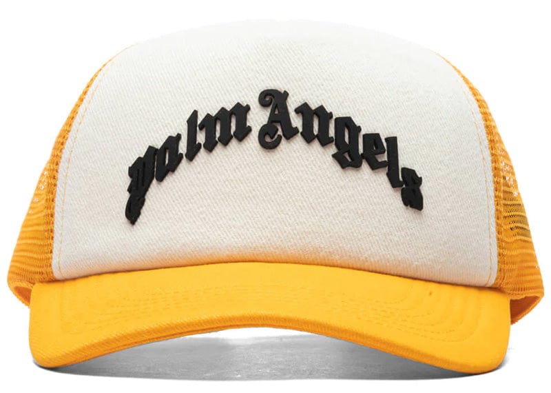 PALM ANGELS CURVED LOGO MESH CAP OCHER YELLOW