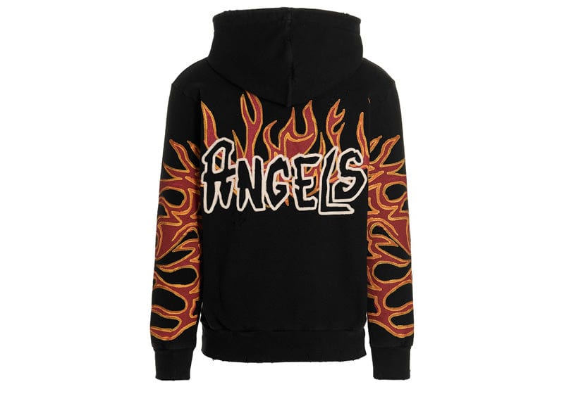 Palm Angels Graffiti Flames Hoodie Black/White