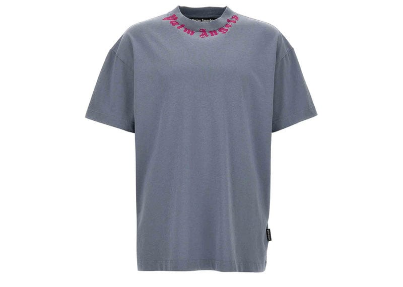 Palm Angels Light Grey Logo Neck T-shirt