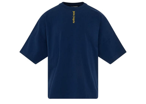 Palm Angels Logo Over T-Shirt Navy Blue/Yellow