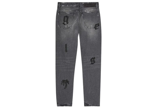 Palm Angels Logo Patch Classic Denim Pants Medium Grey/Black