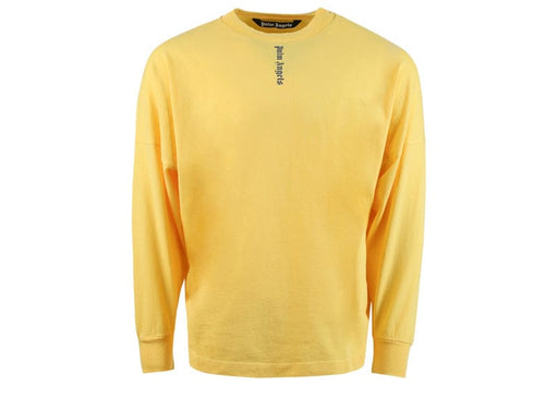 Palm Angels Long Sleeve Vertical Logo Oversized Yellow T-Shirt