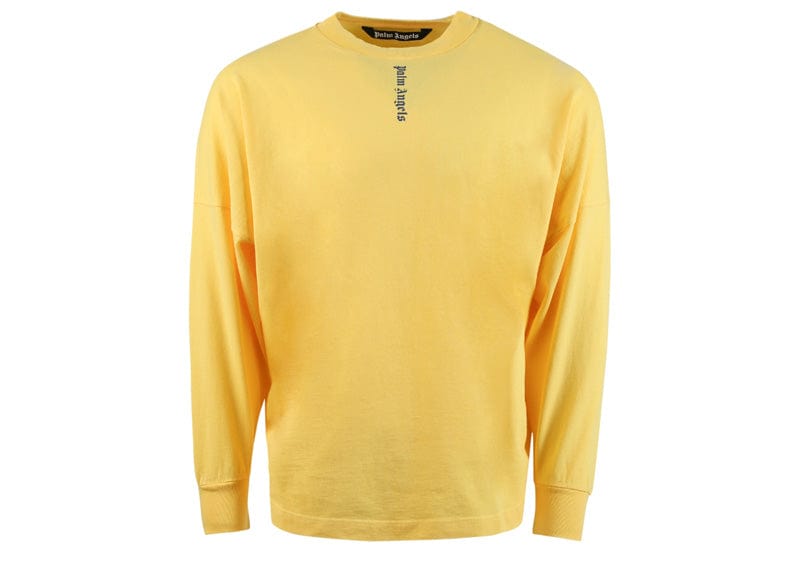 Palm Angels Long Sleeve Vertical Logo Oversized Yellow T-Shirt