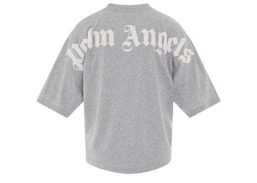 Palm Angels Mock Neck Logo T-Shirt Grey/White