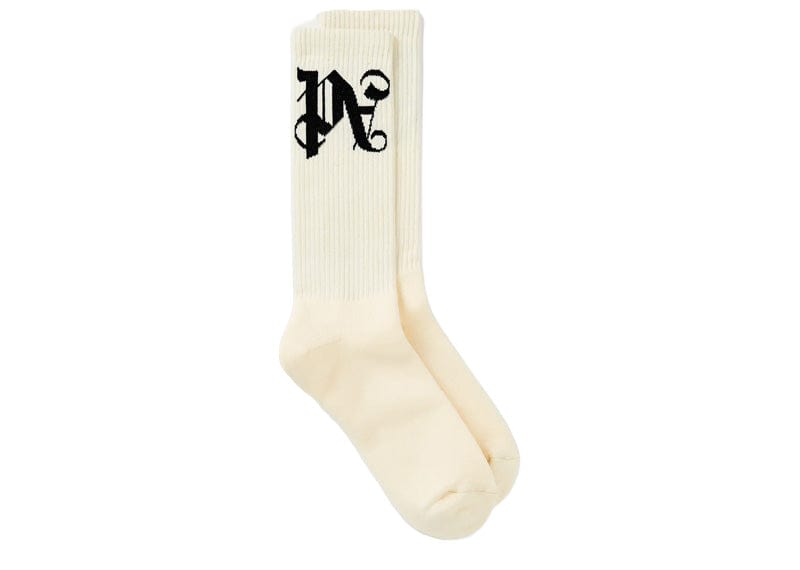 Palm Angels Off-White Classic Logo Socks Butter Black