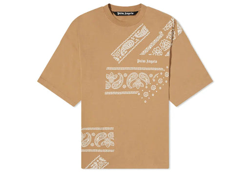 Palm Angels Oversized Bandana Logo Tee Beige & Light Grey